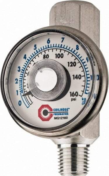Coilhose Pneumatics - 1/4" Outlet, 160 Max psi, Inline Filters, Regulators & Lubricators - Flow Regulator with Gauge - Apex Tool & Supply