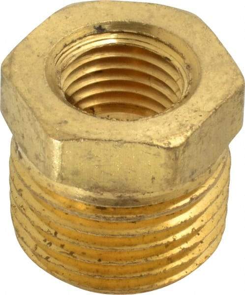 Cerro - 1/2 Male Thread x 1/4 Female Thread, Brass Industrial Pipe Hex Bushing - MNPTF x FNPTF, 1,200 psi - Apex Tool & Supply