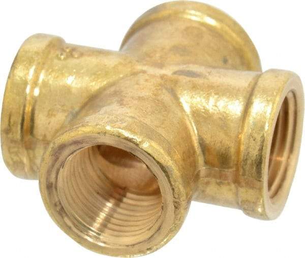 Cerro - 3/8 Female Thread, Brass Industrial Pipe Female Cross - FNPTF, 1,200 psi - Apex Tool & Supply