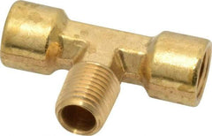 Cerro - 1/4 Male Thread x 1/4 Female Thread, Brass Industrial Pipe Male Branch Tee - MNPTF x FNPTF, 1,200 psi - Apex Tool & Supply