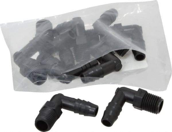 NewAge Industries - 3/8" Barb, 1/4 NPT, Multiple Barbed Tube Elbow - Polyethylene, Male - Apex Tool & Supply