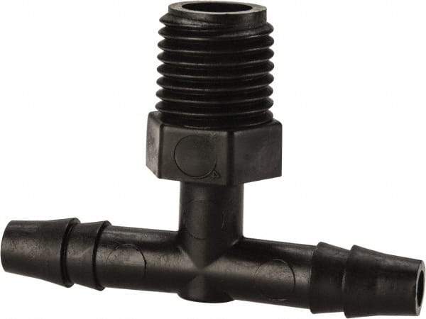 NewAge Industries - 1/4" Barb, 1/4 NPT, Multiple Barbed Tube Tee - Polyethylene, Male - Apex Tool & Supply