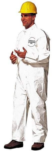 Dupont - Size 2XL Saranex Chemical Resistant Coveralls - White, Zipper Closure, Open Cuffs, Open Ankles, Bound Seams - Apex Tool & Supply
