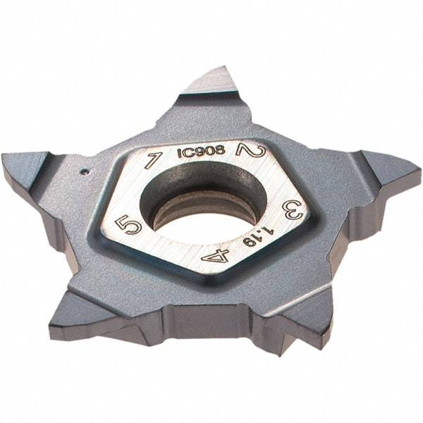 Iscar - PENTA24N119 IC908 Grade, 0.0469" Cutting Width, Carbide Cutoff Insert - Neutral Lead Angle, 0.0039" Cnr Rad, TiAlN Coated - Apex Tool & Supply