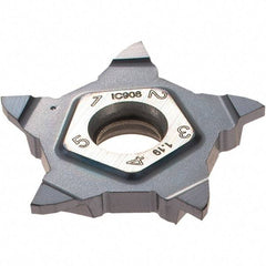 Iscar - PENTA24N119 IC908 Grade, 0.0469" Cutting Width, Carbide Cutoff Insert - Neutral Lead Angle, 0.0039" Cnr Rad, TiAlN Coated - Apex Tool & Supply