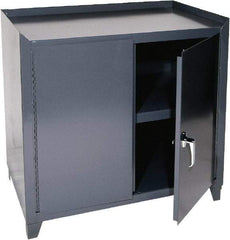 Durham - 1 Shelf Locking Storage Cabinet - Steel, 36" Wide x 24" Deep x 34-1/2" High, Gray - Apex Tool & Supply
