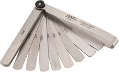 SPI - 13 Piece, 0.0015 to 0.2" Thick, Parallel Feeler Gage Set - 4-1/4" Leaf Length, 1/2" Wide, Tempered Steel - Apex Tool & Supply