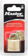 Master Lock - 5/8" Shackle Clearance, Keyed Different Solid Brasss Padlock - 3/16" Shackle Diam, Solid Brass - Apex Tool & Supply