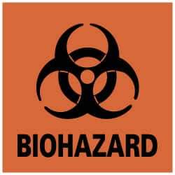 NMC - Hazardous Materials Label - Legend: BIOHAZARD, English, Black & Orange, 4" Long x 4" High, Sign Muscle Finish - Apex Tool & Supply
