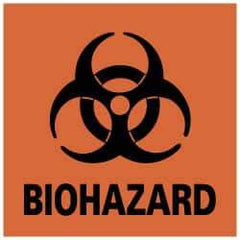 NMC - Hazardous Materials Label - Legend: BIOHAZARD, English, Black & Orange, 4" Long x 4" High, Sign Muscle Finish - Apex Tool & Supply