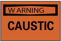NMC - Accident Prevention Label, Header: WARNING - Legend: Warning - Caustic, English, Black & Orange, 5" Long x 3" High, Sign Muscle Finish - Apex Tool & Supply
