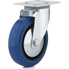 Swivel Top Plate Caster: Elastic Rubber, 4-15/16″ Wheel Dia, 1-9/16″ Wheel Width, 220 lb Capacity, 6-1/8″ OAH 3.125″ Plate Length, 4.13″ Plate Width, No Brake