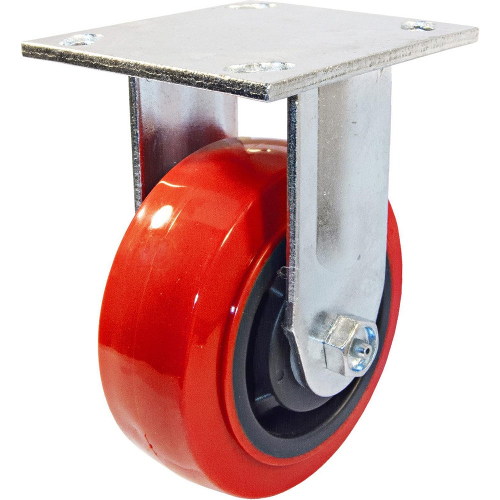 Rigid Top Plate Caster: Polyurethane, 4-15/16″ Wheel Dia, 2″ Wheel Width, 551 lb Capacity, 6-9/16″ OAH 4″ Plate Length, 4.5″ Plate Width, No Brake