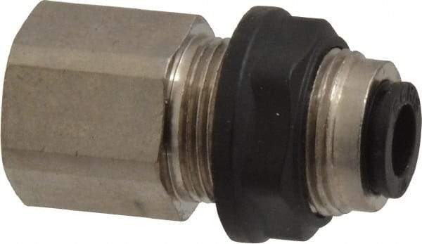 Legris - 1/4" Outside Diam, 1/4 NPT, Brass Push-to-Connect Tube Female Bulkhead - 290 Max psi - Apex Tool & Supply