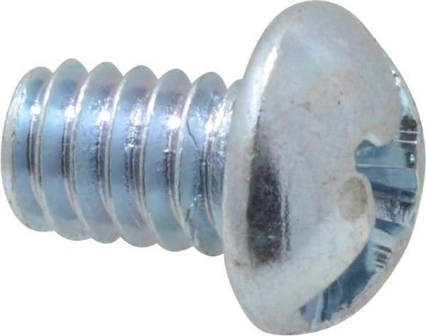 Value Collection - 1/4-20 UNC, 3/8" Length Under Head Slotted/Phillips Drive Machine Screw - Round Head, Grade J82 Steel, Zinc-Plated Finish, Without Washer - Apex Tool & Supply