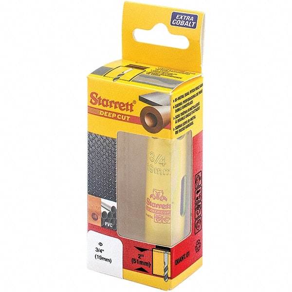 Starrett - 3/4" Diam, 2" Cutting Depth, Hole Saw - High Speed Steel Saw, Toothed Edge - Apex Tool & Supply