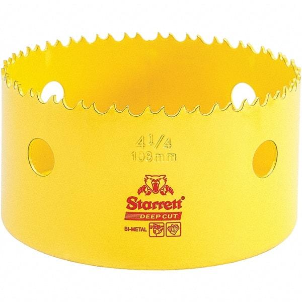 Starrett - 4-1/4" Diam, 2" Cutting Depth, Hole Saw - High Speed Steel Saw, Toothed Edge - Apex Tool & Supply