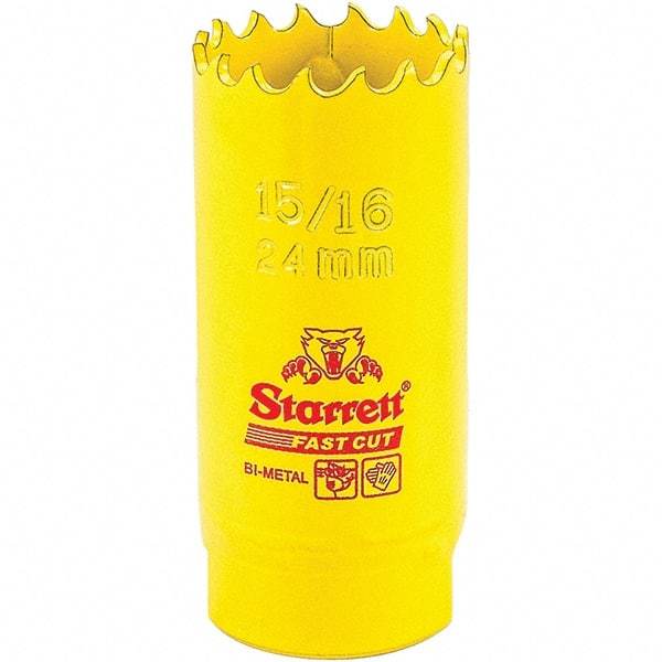 Starrett - 15/16" Diam, 1-5/8" Cutting Depth, Hole Saw - High Speed Steel Saw, Toothed Edge - Apex Tool & Supply