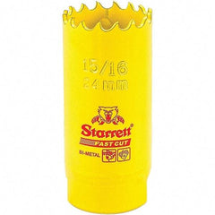 Starrett - 15/16" Diam, 1-5/8" Cutting Depth, Hole Saw - High Speed Steel Saw, Toothed Edge - Apex Tool & Supply