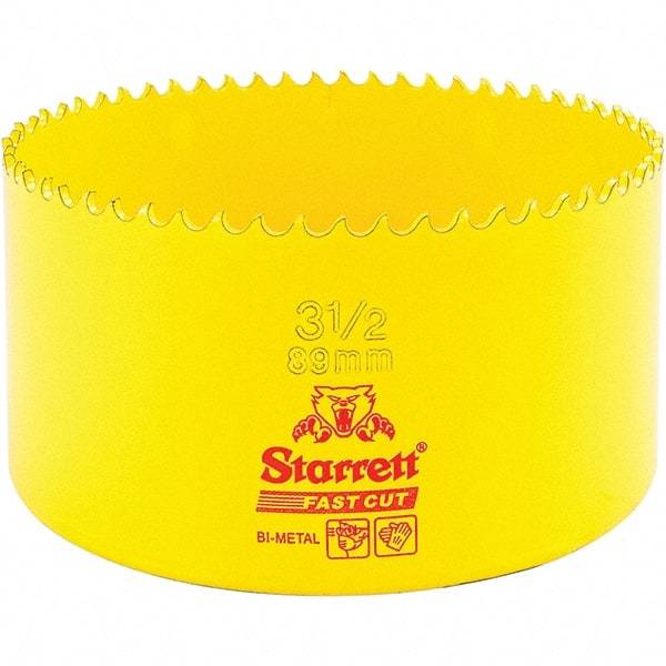 Starrett - 3-1/2" Diam, 1-5/8" Cutting Depth, Hole Saw - High Speed Steel Saw, Toothed Edge - Apex Tool & Supply