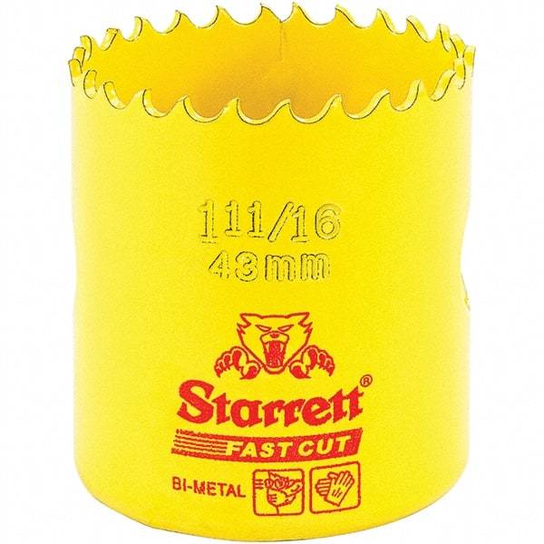 Starrett - 1-11/16" Diam, 1-5/8" Cutting Depth, Hole Saw - High Speed Steel Saw, Toothed Edge - Apex Tool & Supply