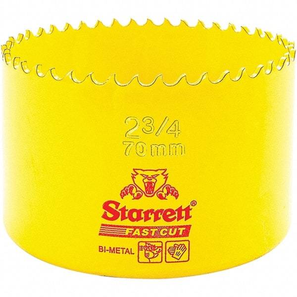 Starrett - 2-3/4" Diam, 1-5/8" Cutting Depth, Hole Saw - High Speed Steel Saw, Toothed Edge - Apex Tool & Supply