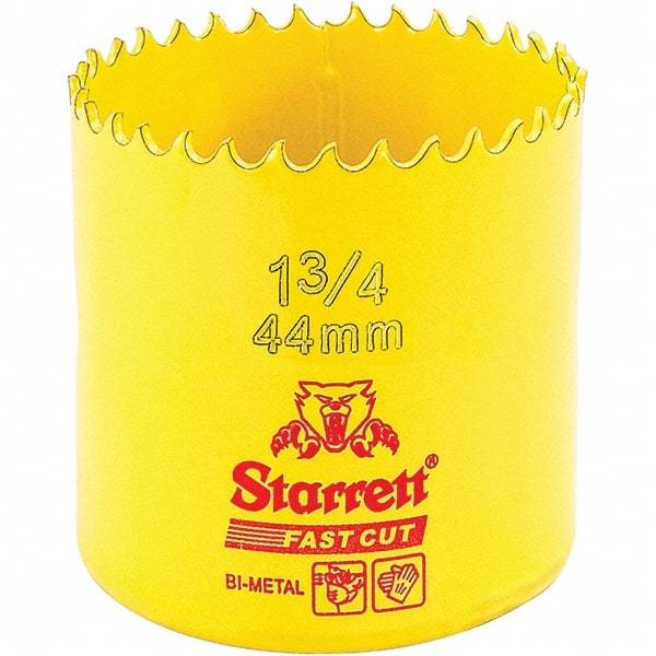 Starrett - 1-3/4" Diam, 1-5/8" Cutting Depth, Hole Saw - High Speed Steel Saw, Toothed Edge - Apex Tool & Supply