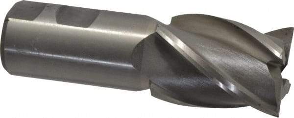 Interstate - 1-1/2", 2" LOC, 1-1/4" Shank Diam, 4-1/2" OAL, 4 Flute, High Speed Steel Square End Mill - Single End, Uncoated, Spiral Flute, 30° Helix, Right Hand Cut, Right Hand Flute - Apex Tool & Supply