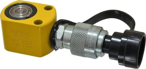 Enerpac - 5 Ton, 0.63" Stroke, 0.62 Cu In Oil Capacity, Portable Hydraulic Single Acting Cylinder - 0.99 Sq In Effective Area, 1.63" Lowered Ht., 2.25" Max Ht., 1.13" Cyl Bore Diam, 1" Plunger Rod Diam, 10,000 Max psi - Apex Tool & Supply