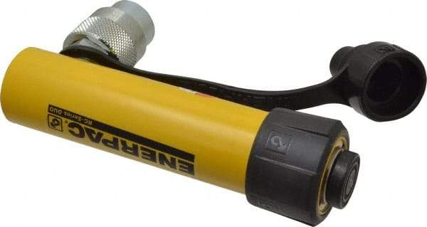 Enerpac - 5 Ton, 3" Stroke, 2.98 Cu In Oil Capacity, Portable Hydraulic Single Acting Cylinder - 0.99 Sq In Effective Area, 6.5" Lowered Ht., 9.5" Max Ht., 1.13" Cyl Bore Diam, 1" Plunger Rod Diam, 10,000 Max psi - Apex Tool & Supply