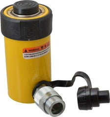 Enerpac - 15 Ton, 2" Stroke, 6.28 Cu In Oil Capacity, Portable Hydraulic Single Acting Cylinder - 3.14 Sq In Effective Area, 5.88" Lowered Ht., 7.88" Max Ht., 2" Cyl Bore Diam, 1.625" Plunger Rod Diam, 10,000 Max psi - Apex Tool & Supply