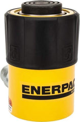 Enerpac - 25 Ton, 1" Stroke, 5.16 Cu In Oil Capacity, Portable Hydraulic Single Acting Cylinder - 5.16 Sq In Effective Area, 5.5" Lowered Ht., 6.5" Max Ht., 2.56" Cyl Bore Diam, 2.25" Plunger Rod Diam, 10,000 Max psi - Apex Tool & Supply