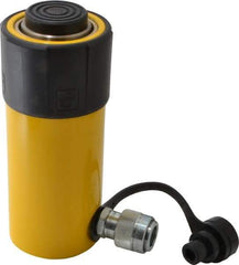Enerpac - 25 Ton, 4" Stroke, 20.63 Cu In Oil Capacity, Portable Hydraulic Single Acting Cylinder - 5.16 Sq In Effective Area, 8.5" Lowered Ht., 12.5" Max Ht., 2.56" Cyl Bore Diam, 2.25" Plunger Rod Diam, 10,000 Max psi - Apex Tool & Supply