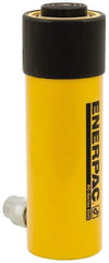 Enerpac - 25 Ton, 6.25" Stroke, 32.23 Cu In Oil Capacity, Portable Hydraulic Single Acting Cylinder - 5.16 Sq In Effective Area, 10.75" Lowered Ht., 17" Max Ht., 2.56" Cyl Bore Diam, 2.25" Plunger Rod Diam, 10,000 Max psi - Apex Tool & Supply