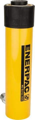 Enerpac - 25 Ton, 10.25" Stroke, 52.86 Cu In Oil Capacity, Portable Hydraulic Single Acting Cylinder - 5.16 Sq In Effective Area, 14.75" Lowered Ht., 25" Max Ht., 2.56" Cyl Bore Diam, 2.25" Plunger Rod Diam, 10,000 Max psi - Apex Tool & Supply