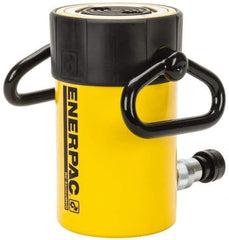 Enerpac - 50 Ton, 4" Stroke, 44.18 Cu In Oil Capacity, Portable Hydraulic Single Acting Cylinder - 11.04 Sq In Effective Area, 8.94" Lowered Ht., 12.94" Max Ht., 3.75" Cyl Bore Diam, 3.125" Plunger Rod Diam, 10,000 Max psi - Apex Tool & Supply