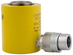 Enerpac - 50 Ton, 2.38" Stroke, 22.85 Cu In Oil Capacity, Portable Hydraulic Low Profile Cylinder - 9.62 Sq In Effective Area, 4.81" Lowered Ht., 7.19" Max Ht., 3.5" Cyl Bore Diam, 2.75" Plunger Rod Diam, 10,000 Max psi - Apex Tool & Supply