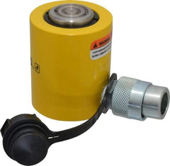 Enerpac - 10 Ton, 1.5" Stroke, 3.35 Cu In Oil Capacity, Portable Hydraulic Low Profile Cylinder - 2.24 Sq In Effective Area, 3.47" Lowered Ht., 4.97" Max Ht., 1.69" Cyl Bore Diam, 1.5" Plunger Rod Diam, 10,000 Max psi - Apex Tool & Supply
