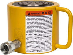 Enerpac - 100 Ton, 2.25" Stroke, 44.18 Cu In Oil Capacity, Portable Hydraulic Low Profile Cylinder - 19.64 Sq In Effective Area, 5.56" Lowered Ht., 7.81" Max Ht., 5" Cyl Bore Diam, 3.63" Plunger Rod Diam, 10,000 Max psi - Apex Tool & Supply