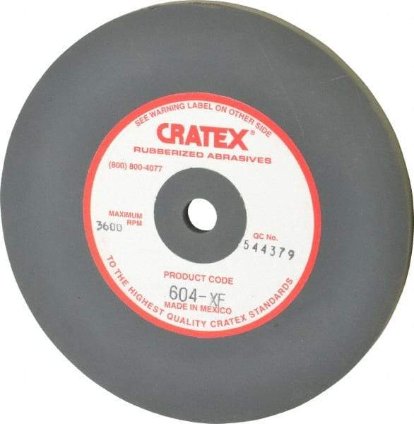 Cratex - 6" Diam x 1/2" Hole x 1/4" Thick, Surface Grinding Wheel - Silicon Carbide, Extra Fine Grade, 3,600 Max RPM, Rubber Bond, No Recess - Apex Tool & Supply