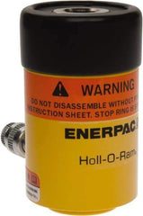 Enerpac - 12 Ton, 1.63" Stroke, 4.49 Cu In Oil Capacity, Portable Hydraulic Hollow Hole Cylinder - 2.76 Sq In Effective Area, 4.75" Lowered Ht., 6.38" Max Ht., 2.13" Cyl Bore Diam, 1.38" Plunger Rod Diam, 10,000 Max psi - Apex Tool & Supply