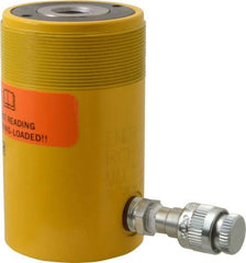 Enerpac - 12 Ton, 1.63" Stroke, 4.49 Cu In Oil Capacity, Portable Hydraulic Hollow Hole Cylinder - 2.76 Sq In Effective Area, 4.75" Lowered Ht., 6.38" Max Ht., 2.13" Cyl Bore Diam, 1.38" Plunger Rod Diam, 10,000 Max psi - Apex Tool & Supply