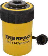 Enerpac - 20 Ton, 2" Stroke, 9.46 Cu In Oil Capacity, Portable Hydraulic Hollow Hole Cylinder - 4.73 Sq In Effective Area, 6.38" Lowered Ht., 8.38" Max Ht., 2.88" Cyl Bore Diam, 2.13" Plunger Rod Diam, 10,000 Max psi - Apex Tool & Supply