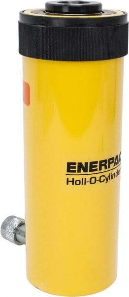 Enerpac - 30 Ton, 6.13" Stroke, 44.23 Cu In Oil Capacity, Portable Hydraulic Hollow Hole Cylinder - 7.22 Sq In Effective Area, 13" Lowered Ht., 19.13" Max Ht., 3.5" Cyl Bore Diam, 2.5" Plunger Rod Diam, 10,000 Max psi - Apex Tool & Supply