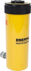 Enerpac - 30 Ton, 6.13" Stroke, 44.23 Cu In Oil Capacity, Portable Hydraulic Hollow Hole Cylinder - 7.22 Sq In Effective Area, 13" Lowered Ht., 19.13" Max Ht., 3.5" Cyl Bore Diam, 2.5" Plunger Rod Diam, 10,000 Max psi - Apex Tool & Supply