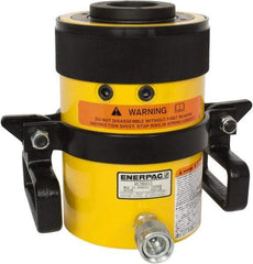 Enerpac - 60 Ton, 3" Stroke, 38.2 Cu In Oil Capacity, Portable Hydraulic Hollow Hole Cylinder - 12.73 Sq In Effective Area, 9.75" Lowered Ht., 12.75" Max Ht., 4.88" Cyl Bore Diam, 3.63" Plunger Rod Diam, 10,000 Max psi - Apex Tool & Supply
