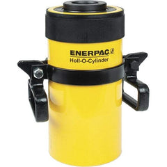 Enerpac - 60 Ton, 6" Stroke, 76.41 Cu In Oil Capacity, Portable Hydraulic Hollow Hole Cylinder - 12.73 Sq In Effective Area, 12.75" Lowered Ht., 18.75" Max Ht., 4.88" Cyl Bore Diam, 3.63" Plunger Rod Diam, 10,000 Max psi - Apex Tool & Supply