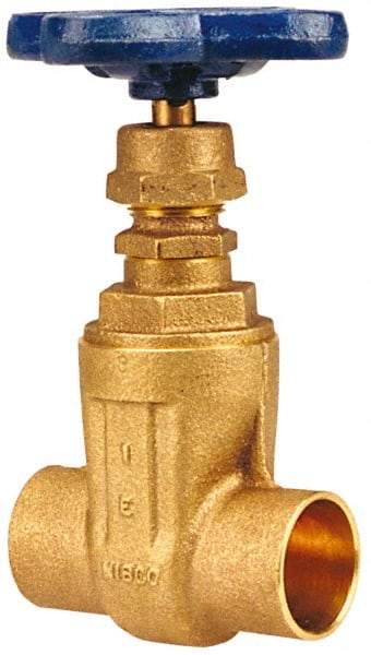 NIBCO - 1/2" Pipe, Class 125, Soldered Bronze Solid Wedge Stem Gate Valve - 200 WOG, 125 WSP, Screw-In Bonnet - Apex Tool & Supply