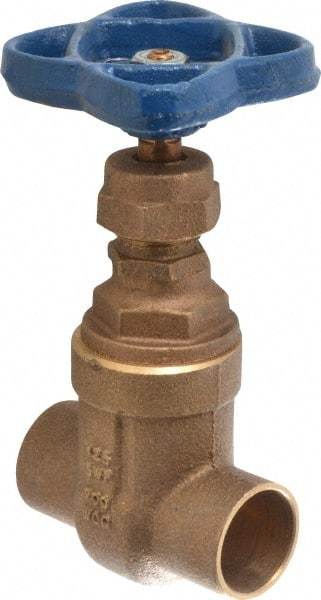 NIBCO - 3/4" Pipe, Class 125, Soldered Bronze Solid Wedge Stem Gate Valve - 200 WOG, 125 WSP, Screw-In Bonnet - Apex Tool & Supply