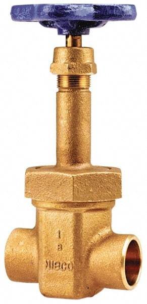 NIBCO - 4" Pipe, Class 150, Soldered Bronze Solid Wedge Rising Stem Gate Valve - 300 WOG, 150 WSP, Bolted Bonnet - Apex Tool & Supply